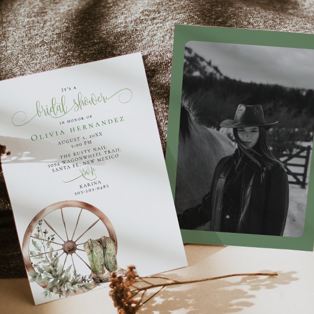 Invitation Fête des mariées calligraphique occidentale rustiq (Créateur téléchargé)