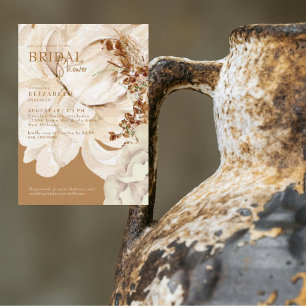 Invitation Fête des mariées Caramel Floral à la crème chaude