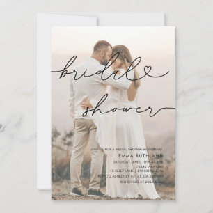 Invitation Fête des mariées cardiaque minimaliste manuscrite