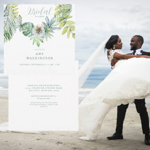 Invitation Fête des mariées Carré de feuillage tropical