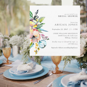 Invitation Fête des mariées Carré fleurie colorée été