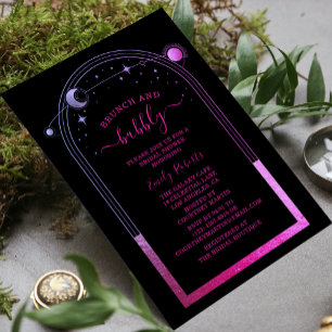 Invitation Fête des mariées céleste mystique violet noir