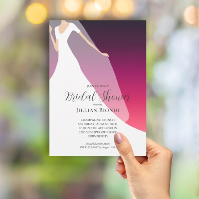 Invitation Fête des mariées cerise Gown et Veil (Créateur téléchargé)