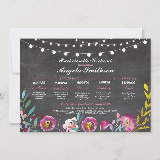 Invitation Fête des mariées Chalk Coral Itinéraire Bacheloret (Devant)