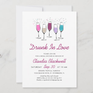 Invitation Fête des mariées Champagne Drunin In Love