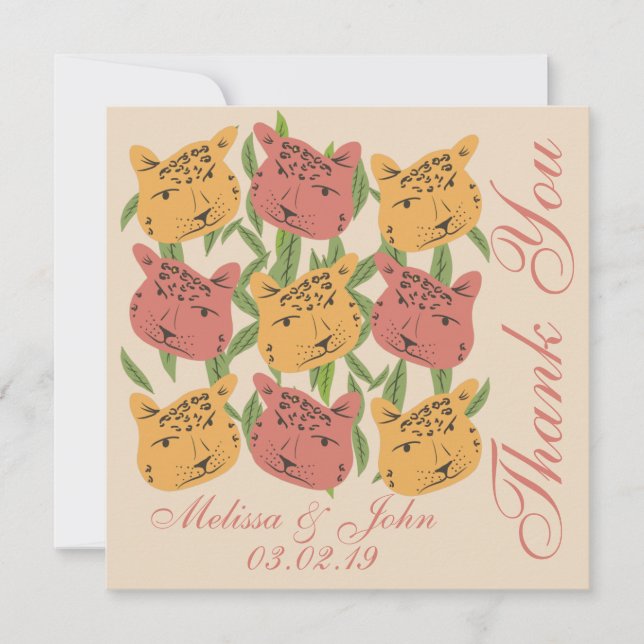 Invitation Fête des mariées Cheetah Plantes de la jungle (Devant)