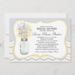 Invitation Fête des mariées Chevron Rustic Chic Mason Jar