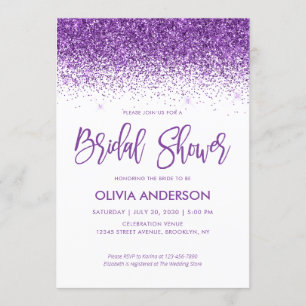 Invitation Fête des mariées Chic de Parties scintillant viole