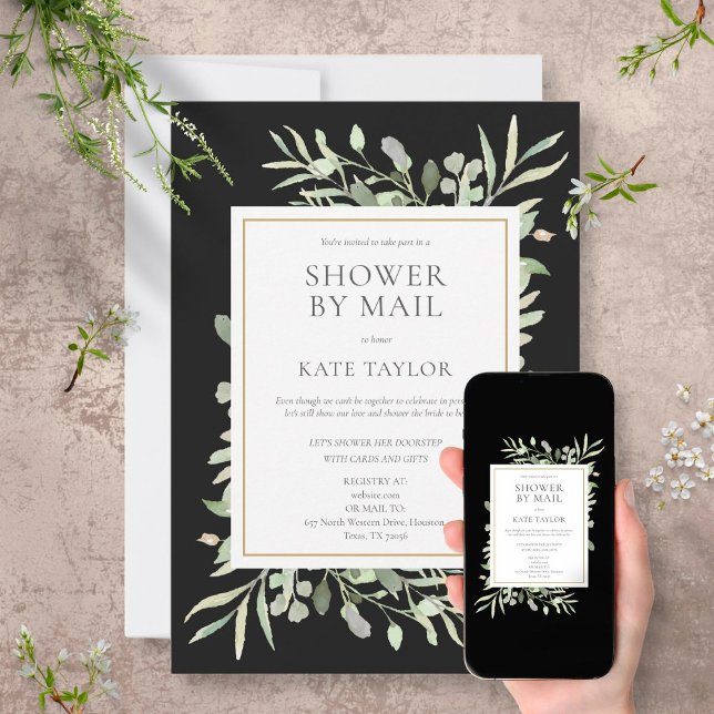 Invitation Fête des mariées Chic Par Mail Greenery Feuilles (Créateur téléchargé)