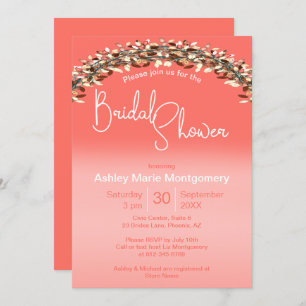 Invitation Fête des mariées Chic Vie Coral Ombre Arc feuillet