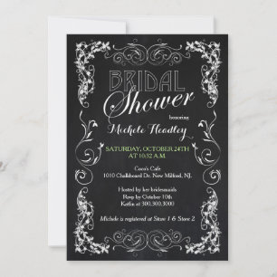 Invitation Fête des mariées Chic Vintage Look Chalkboard