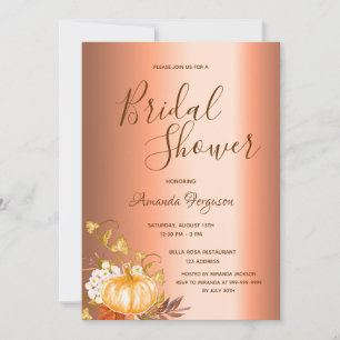 Invitation Fête des mariées chute citrouille en cuivre