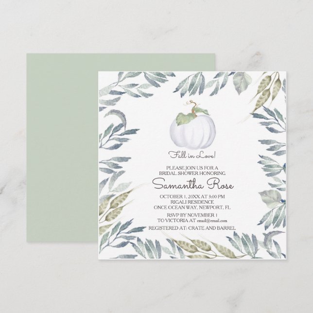 Invitation FÊTE DES MARIÉES Citrouille blanc - Car (Devant / Derrière)