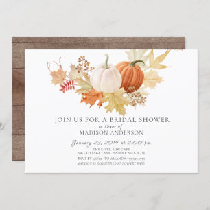 Invitation Fête des mariées Citrouille et Feuille d'automne