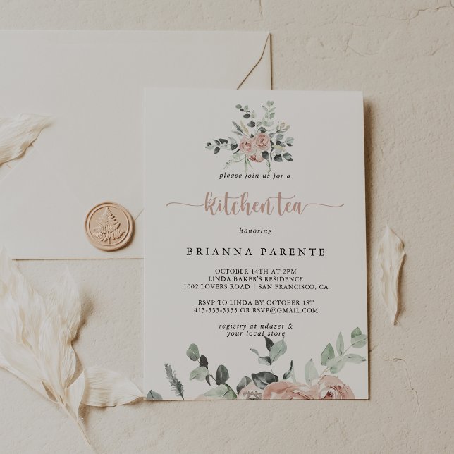 Invitation Fête des mariées classique à thé rose rose pâle (Créateur téléchargé)