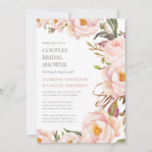 Invitation Fête des mariées classique Elegant Couples Blush