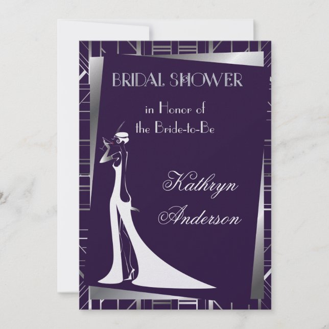Invitation Fête des mariées classique Gatsby Deco Manuela (Devant)