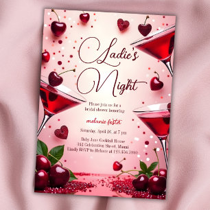 Invitation Fête des mariées Cocktail Dames Night Cherry