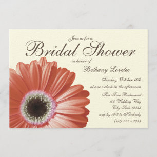 Invitation Fête des mariées Coral Gerbera Daisy