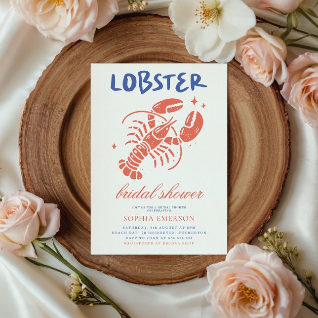 Invitation Fête des mariées côtière à ébullition de homard (Créateur téléchargé)