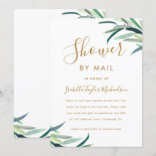Invitation Fête des mariées couleur d'eau chic par courrier