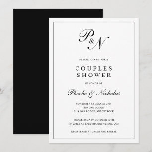 Invitation Fête des mariées Couples Monogrammes Noir et Blanc