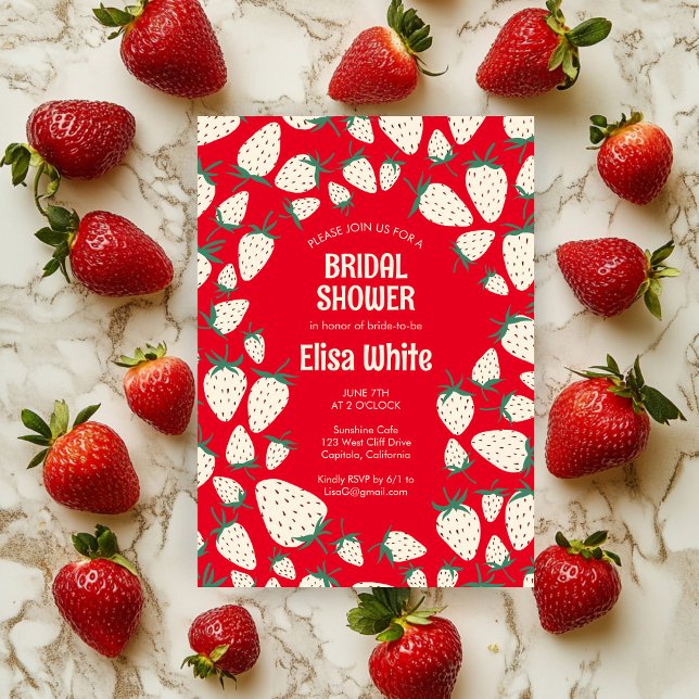 Invitation Fête des mariées CUSTOM Fraise blanche (White Strawberry Pineberry CUSTOM Bridal Shower Invitation
)