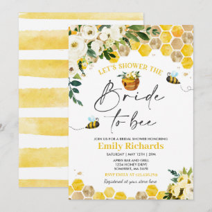 Invitation Fête des mariées d'abeilles Mariée Florale blanche