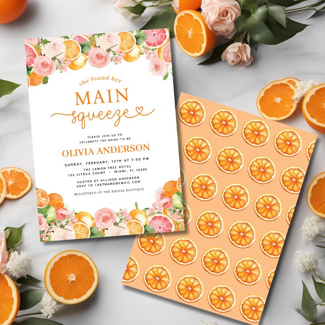 Invitation Fête des mariées d'agrumes de Squeeze moderne Oran (Créateur téléchargé)