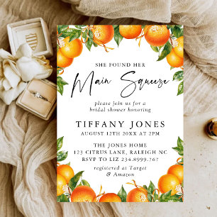 Invitation Fête des mariées d'agrumes oranges modernes