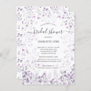 Invitation Fête des mariées Dainty Purple Aquarelle Fleurs