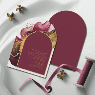 Invitation Fête des mariées d'allumage Abstraite Arche rouge 