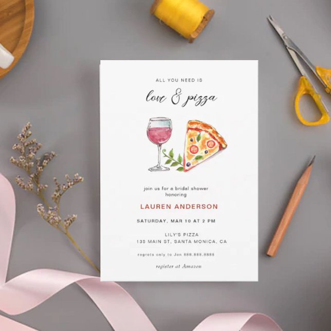 Invitation Fête des mariées d'amour et de pizza (Créateur téléchargé)