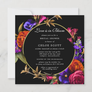 Invitation Fête des mariées d'amour florale rose pourpre