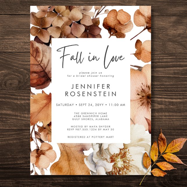 Invitation Fête des mariées D'Amour Neutre Automne Moderne (Modern Fall Neutral Fall In Love Bridal Shower Invitation)