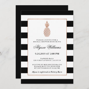 Invitation Fête des mariées d'ananas Rose en or Faux