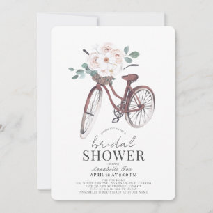 Invitation Fête des mariées d'aquarelle à vélo floral
