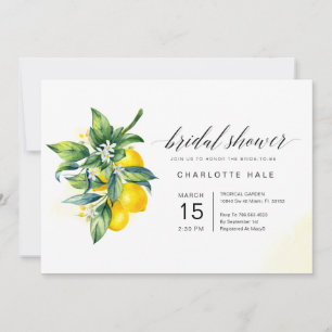 Invitation Fête des mariées d'aquarelle au citron