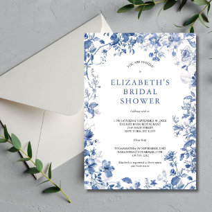 Invitation Fête des mariées d'aquarelle bleu blanc