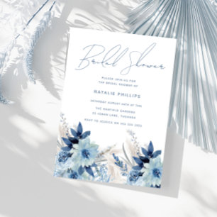 Invitation Fête des mariées d'aquarelle bleu foncé