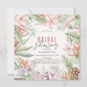 Invitation Fête des mariées d'aquarelle de coquillages fleuri