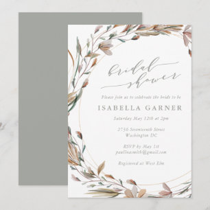 Invitation Fête des mariées d'aquarelle de couronne florale r