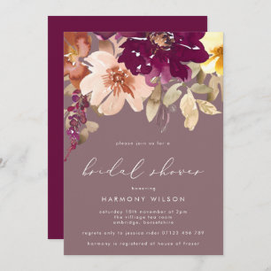 Invitation Fête des mariées d'aquarelle de la prune automnale