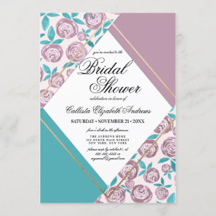 Invitation Fête des mariées d'aquarelle dorée rose