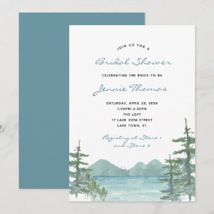 Invitation Fête des mariées d'aquarelle du lac Mountain