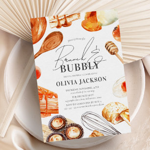 Invitation Fête des mariées d'aquarelle élégante Brunch et Bu