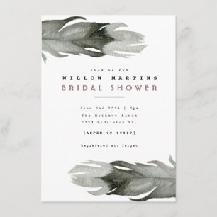 Invitation Fête des mariées d'aquarelle en plume moderne