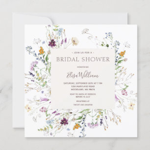 Invitation Fête des mariées d'aquarelle fleur sauvage