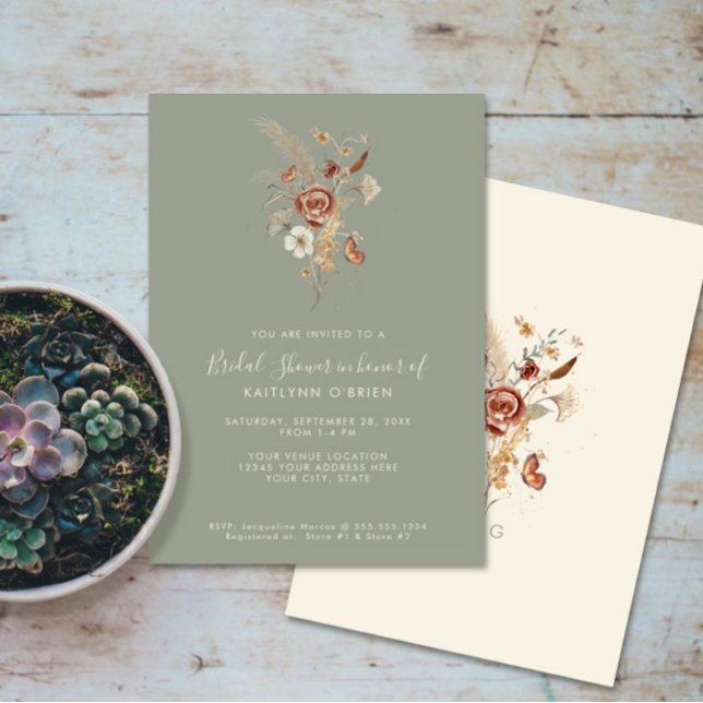 Invitation Fête des mariées d'aquarelle Fleur sauvage floral (Créateur téléchargé)