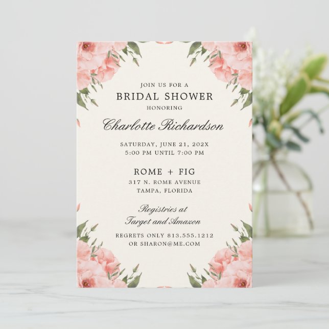 Invitation Fête des mariées d'aquarelle florale (Debout devant)